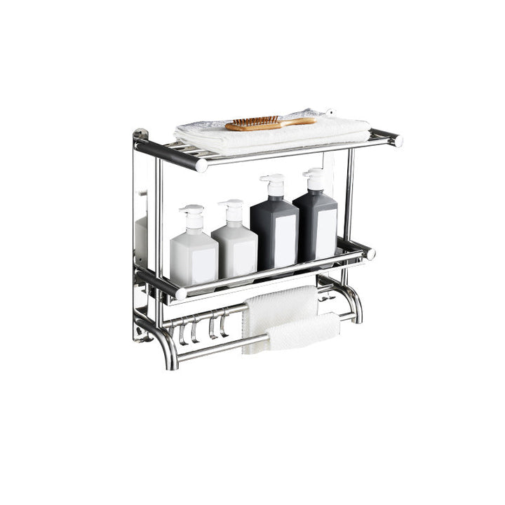 Lisslune | Contemporary bathroom accessory set made of chrome-plated stainless steel with bathrobe hooks/towel rail