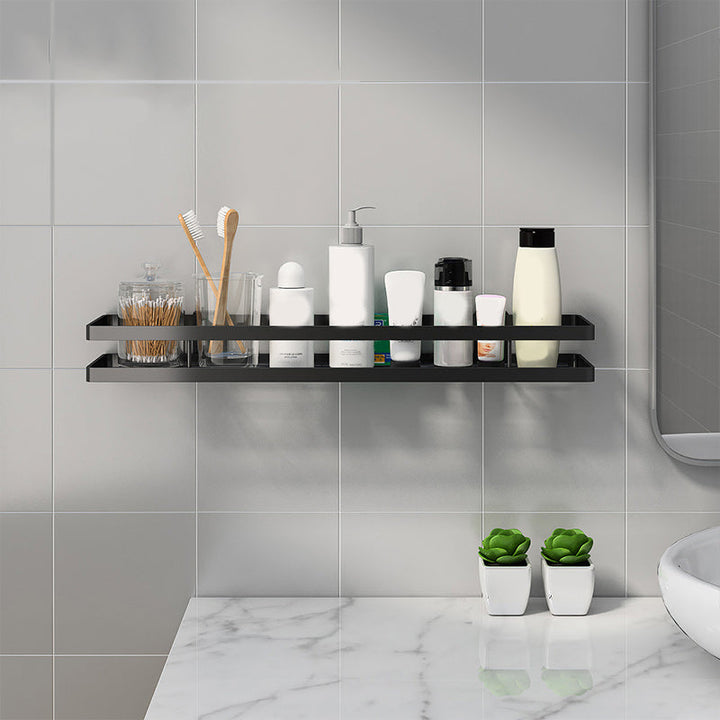 Lisslune | 2-piece bathroom shelf made of matte black metal bathroom hardware set