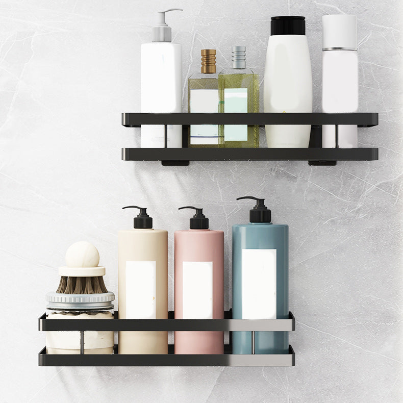 Lisslune | 2-piece bathroom shelf made of matte black metal bathroom hardware set