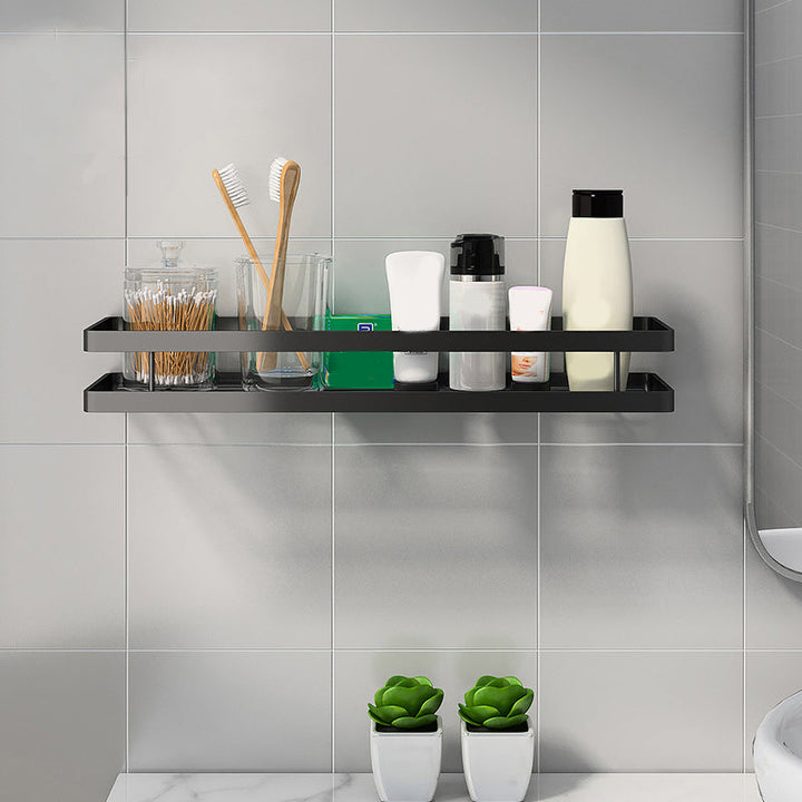 Lisslune | 2-piece bathroom shelf made of matte black metal bathroom hardware set