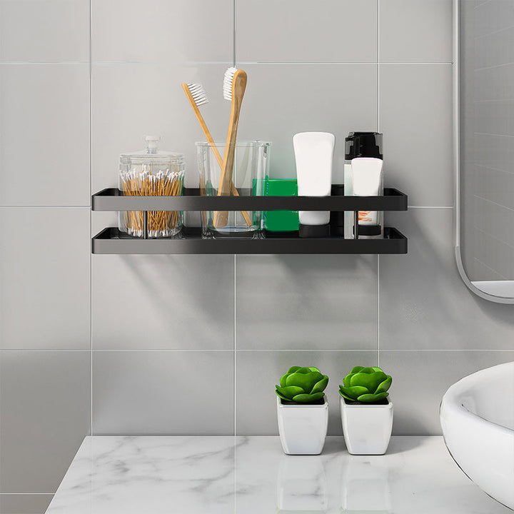 Lisslune | 2-piece bathroom shelf made of matte black metal bathroom hardware set