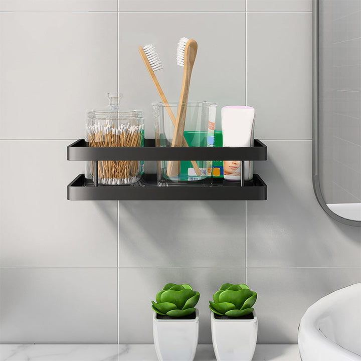 Lisslune | 2-piece bathroom shelf made of matte black metal bathroom hardware set