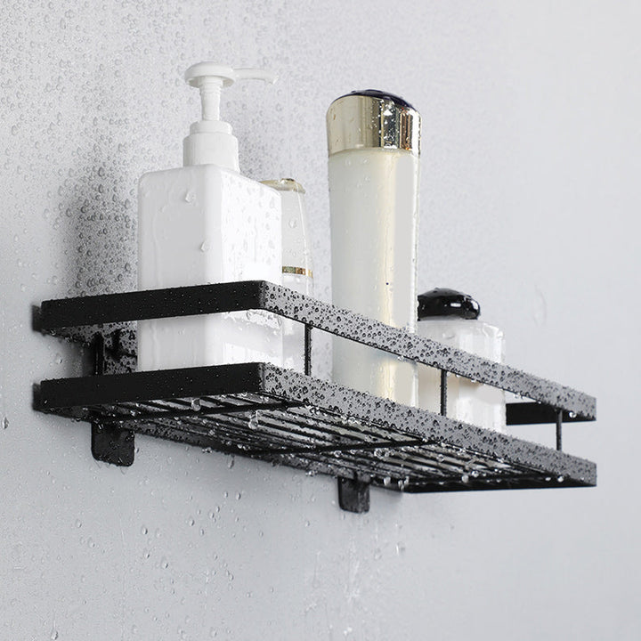 Lisslune | 2-piece bathroom shelf made of matte black metal bathroom hardware set
