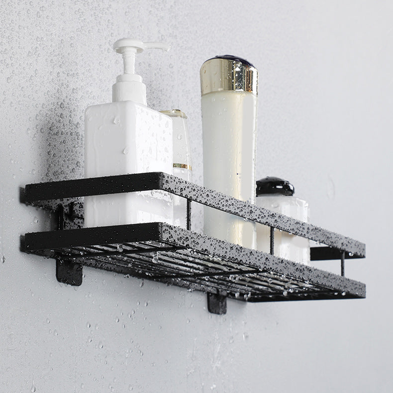 Lisslune | 2-piece bathroom shelf made of matte black metal bathroom hardware set