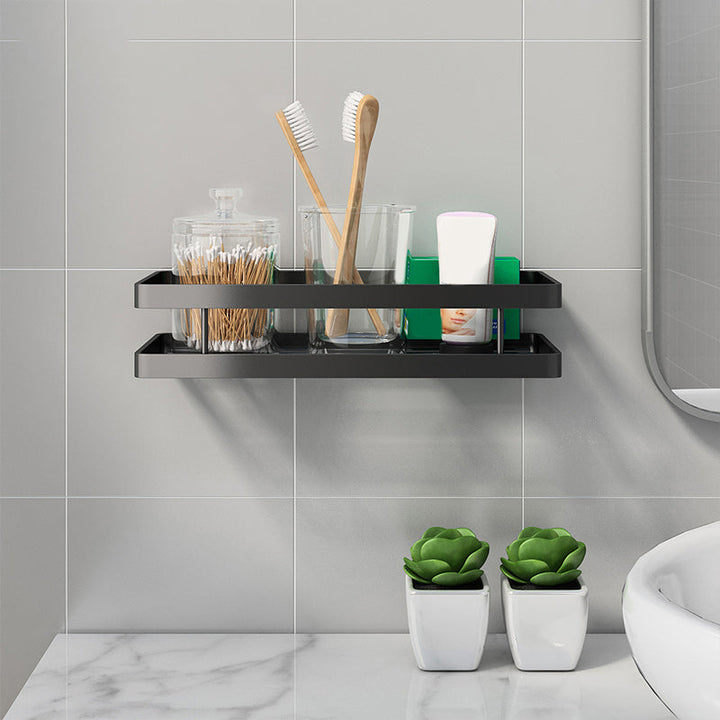 Lisslune | 2-piece bathroom shelf made of matte black metal bathroom hardware set