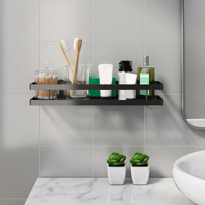 Lisslune | 2-piece bathroom shelf made of matte black metal bathroom hardware set