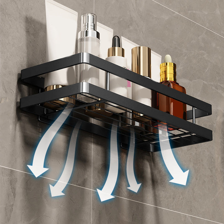 Lisslune | 2-piece bathroom shelf made of matte black metal bathroom hardware set
