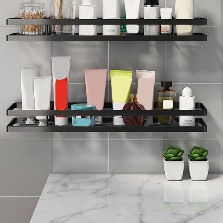 Lisslune | 2-piece bathroom shelf made of matte black metal bathroom hardware set