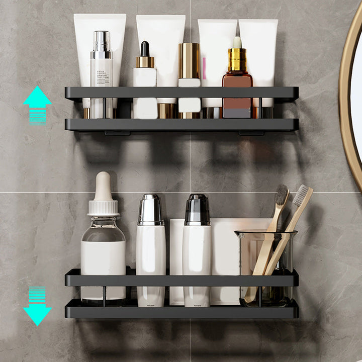 Lisslune | 2-piece bathroom shelf made of matte black metal bathroom hardware set