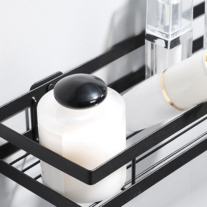 Lisslune | 2-piece bathroom shelf made of matte black metal bathroom hardware set
