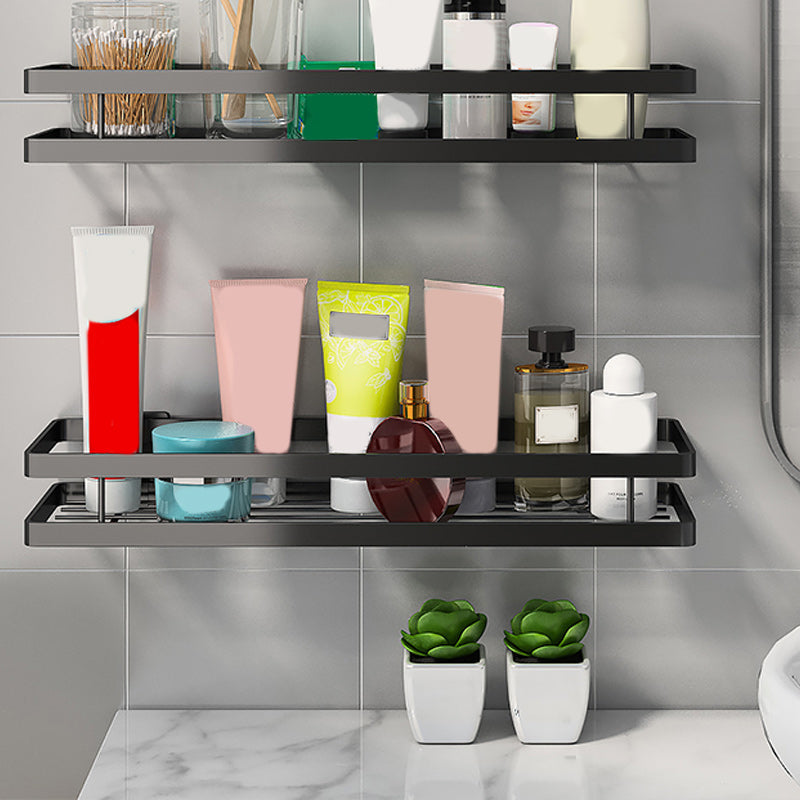 Lisslune | 2-piece bathroom shelf made of matte black metal bathroom hardware set