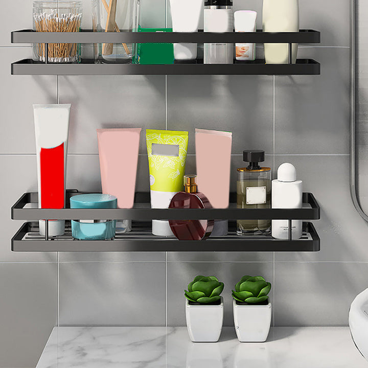 Lisslune | 2-piece bathroom shelf made of matte black metal bathroom hardware set