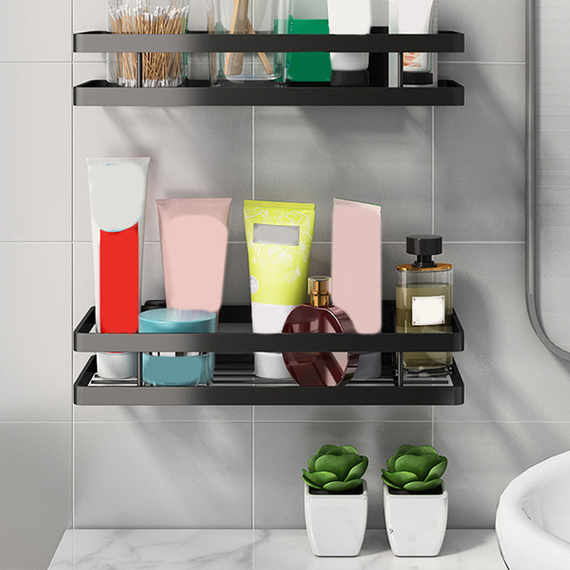 Lisslune | 2-piece bathroom shelf made of matte black metal bathroom hardware set