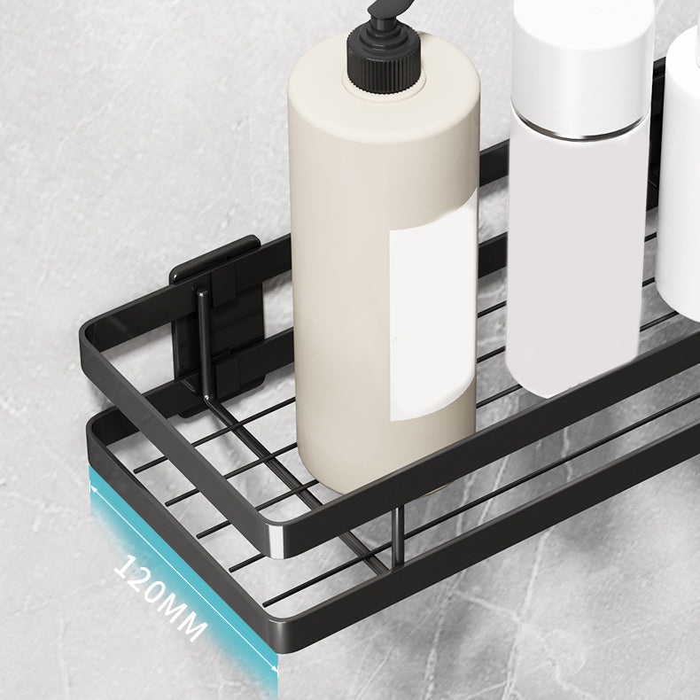 Lisslune | 2-piece bathroom shelf made of matte black metal bathroom hardware set