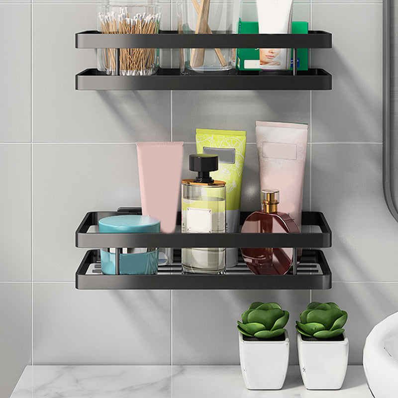 Lisslune | 2-piece bathroom shelf made of matte black metal bathroom hardware set