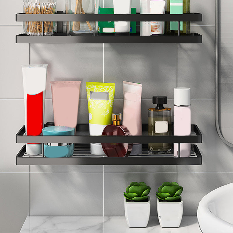 Lisslune | 2-piece bathroom shelf made of matte black metal bathroom hardware set