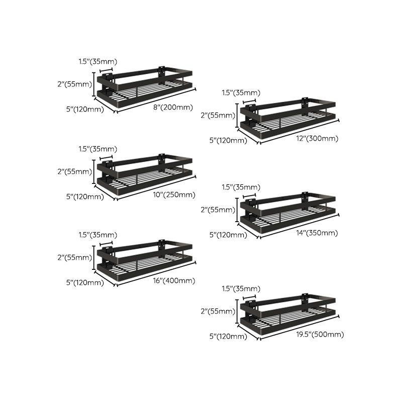 Lisslune | 2-piece bathroom shelf made of matte black metal bathroom hardware set
