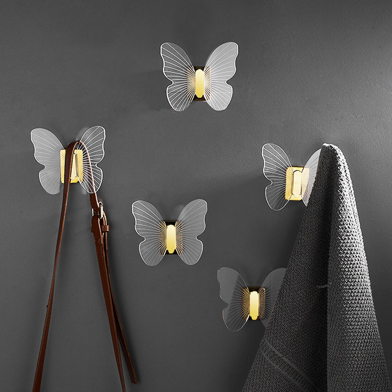 Lisslune | Modern Brass Bathroom Accessory Set Acrylic Butterfly Theme Bathrobe Hooks