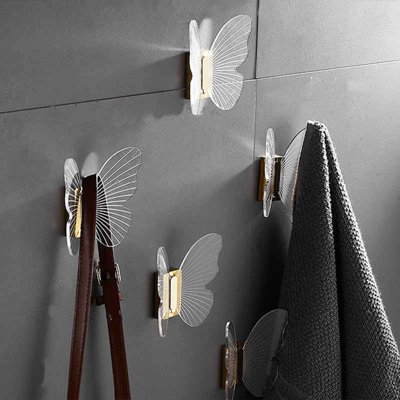 Lisslune | Modern Brass Bathroom Accessory Set Acrylic Butterfly Theme Bathrobe Hooks