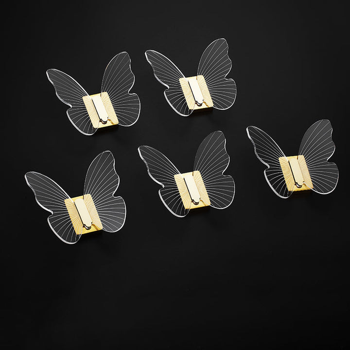 Lisslune | Modern Brass Bathroom Accessory Set Acrylic Butterfly Theme Bathrobe Hooks