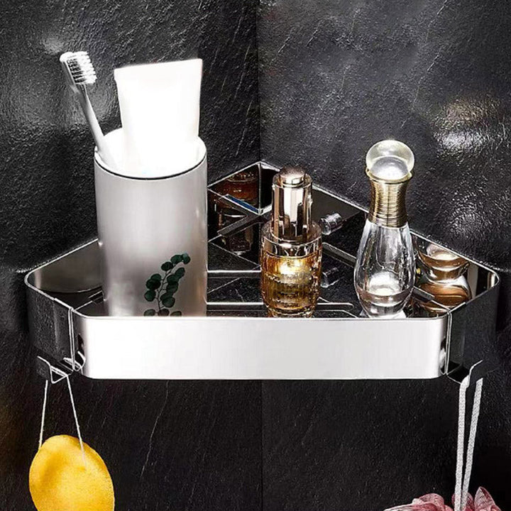 Lisslune | 2-piece stainless steel bathroom accessory set 30 cm W triangular bathroom shelf