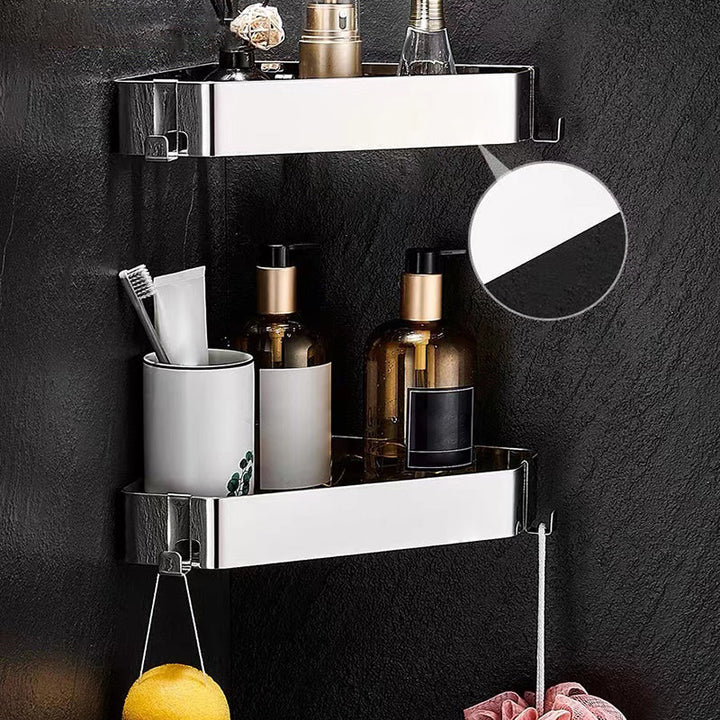 Lisslune | 2-piece stainless steel bathroom accessory set 30 cm W triangular bathroom shelf