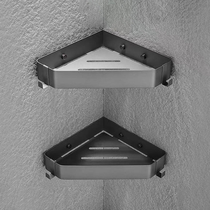 Lisslune | 2-piece stainless steel bathroom accessory set 30 cm W triangular bathroom shelf