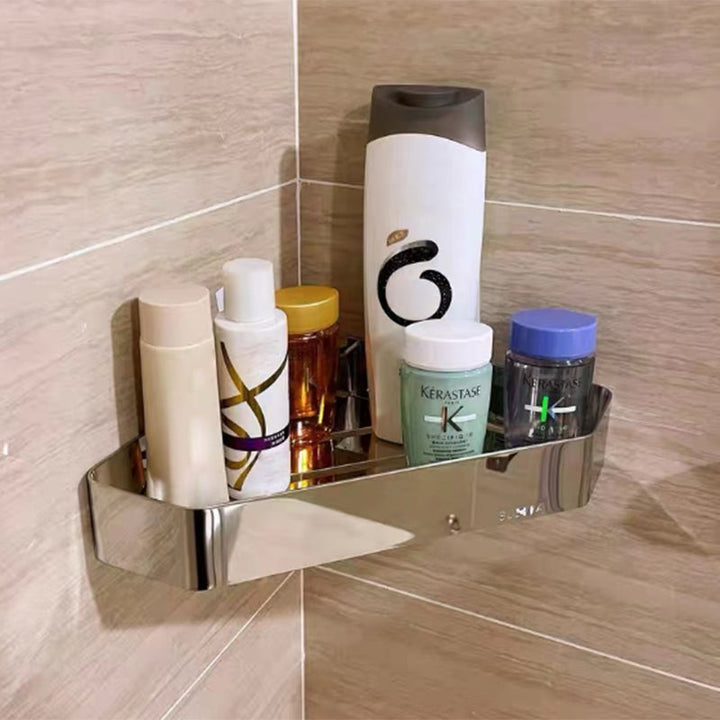 Lisslune | 2-piece stainless steel bathroom accessory set 30 cm W triangular bathroom shelf