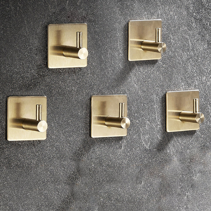 Lisslune | Modern Bathroom Accessory Set Metal Coat Hooks in Polished Chrome/Gold