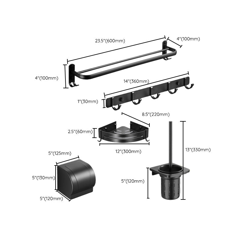 Lisslune | Modern Black Bathroom Accessory Set Paper Holder Towel Bar Bathroom Fixtures Set