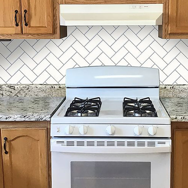 Lisslune | Square Peel & Stick Mosaic Tile Herringbone Peel and Stick Wall Tile