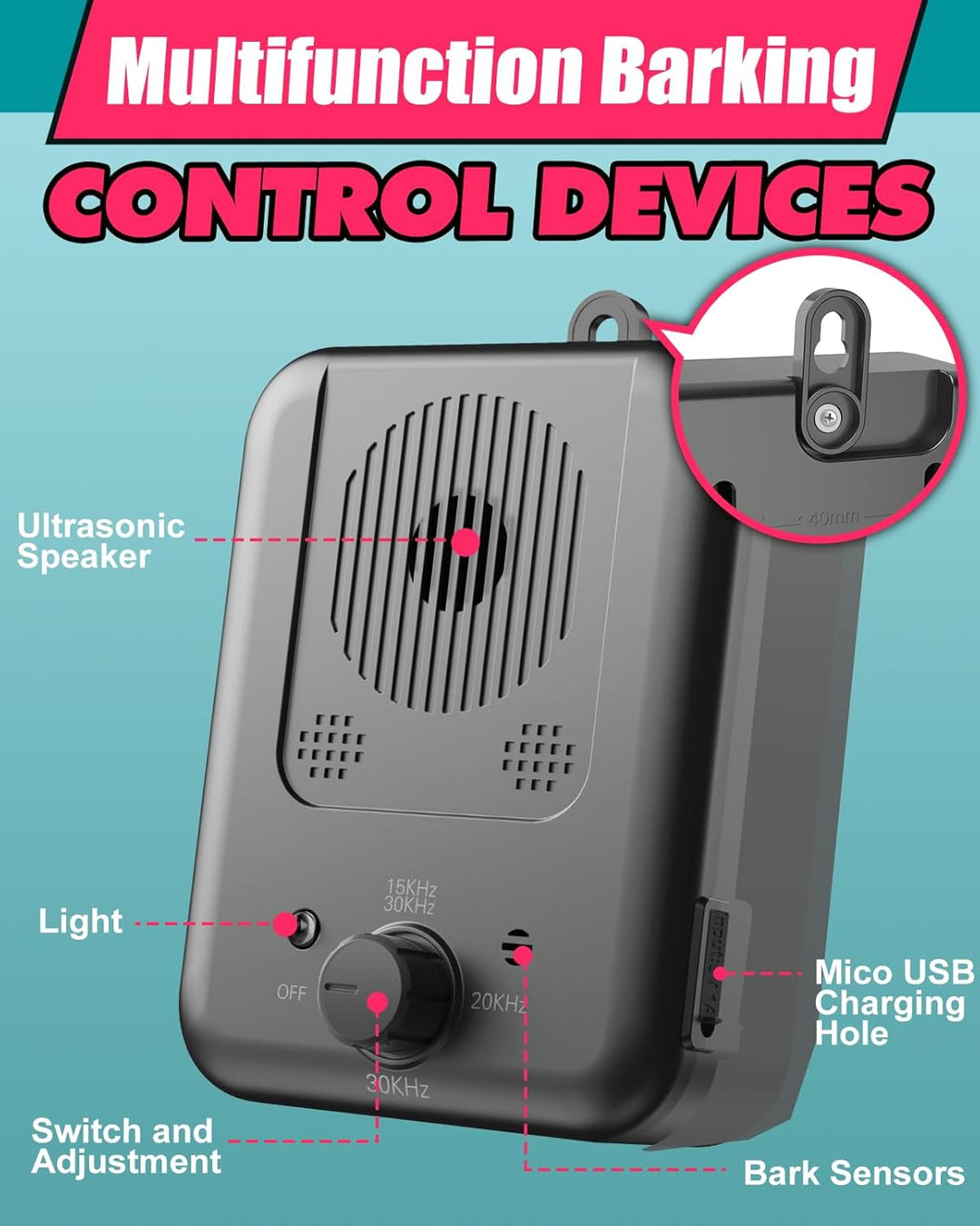 Lisslune | Rechargeable Ultrasonic Anti Barking Device with 50ft Range – Calvero