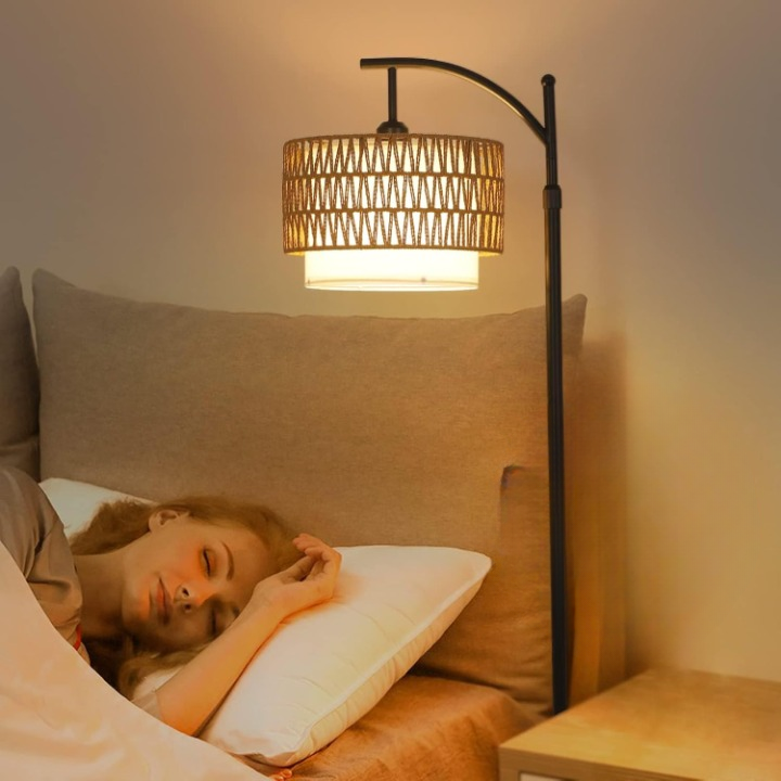 Lisslune | Arc Floor Lamp with Remote Control & Dual Shades – Norvella