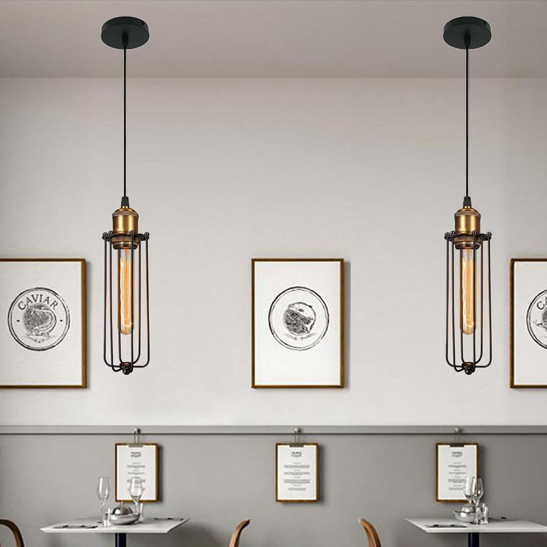 Lisslune | Industrial Pendant Light in Retro Design – Vintage Hanging Lamp with Metal Grid