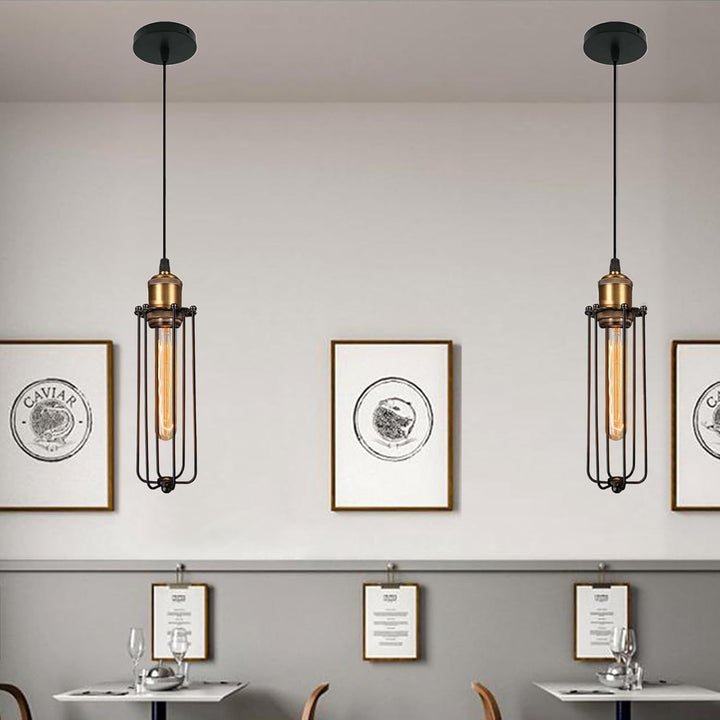 Lisslune | Industrial Pendant Light in Retro Design – Vintage Hanging Lamp with Metal Grid