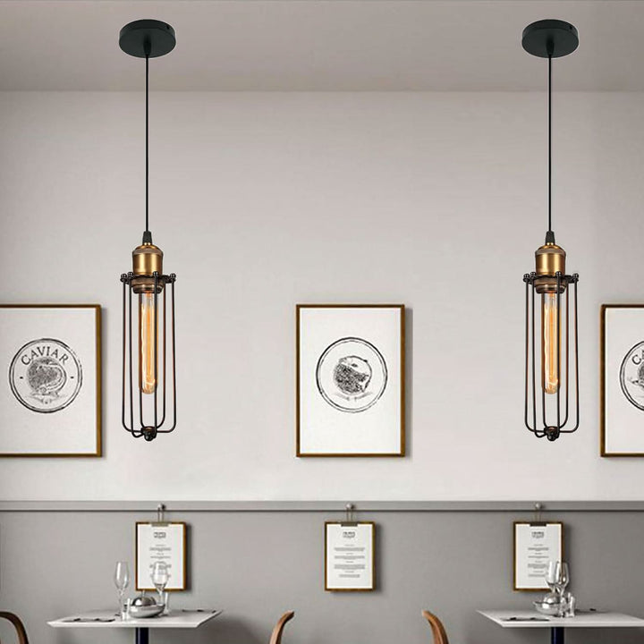 Lisslune | Retro Industrial Pendant Light with Metal Cage