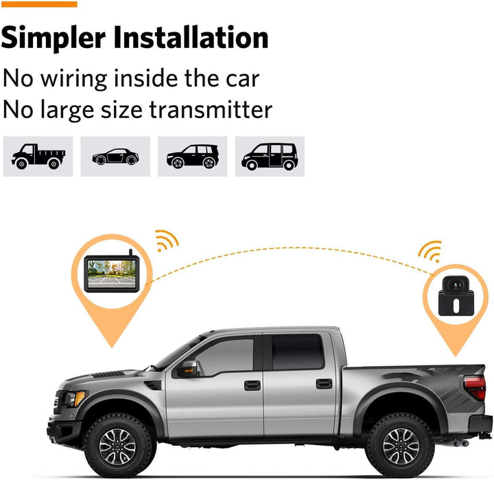 Lisslune | Wireless Rear View Camera with 5" or 7" Monitor – 20m Night Vision & Waterproof Reversing System for Car, Van & Camper