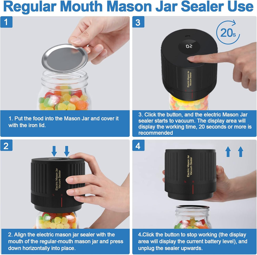Lisslune | Electric Mason Jar Vacuum Sealer Set - Preserve Freshness Quickly!