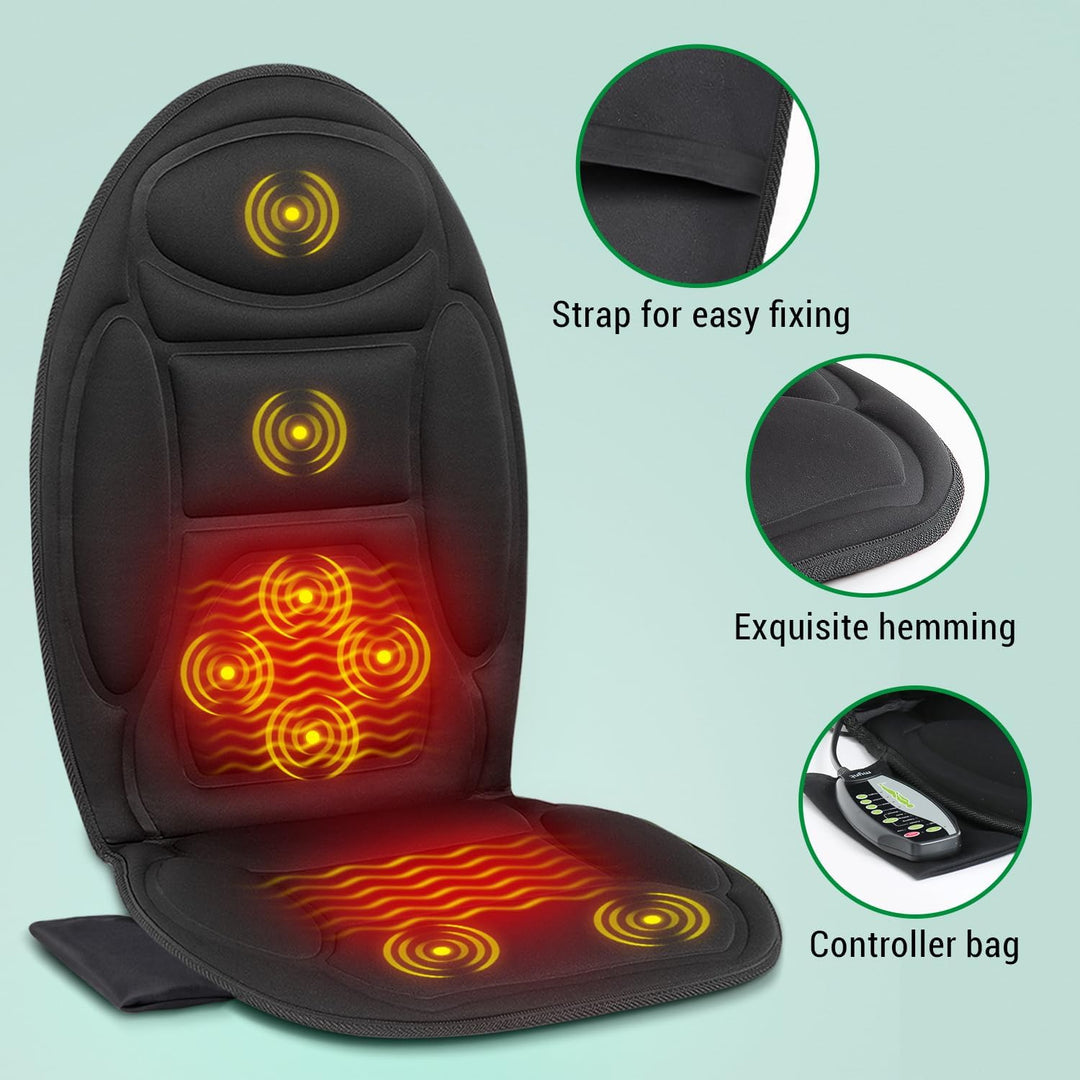 Lisslune | Heated car seat cushion with massage - relaxation cushion for back and thighs