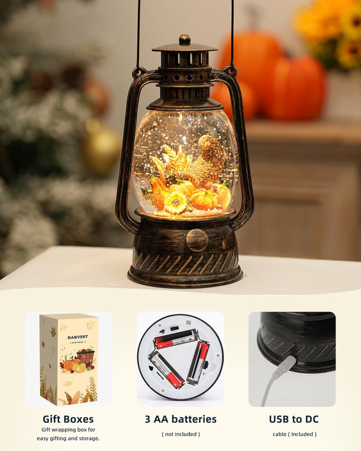 Lisslune | Autumn Gloss Decorative Lamp with Pumpkins – Warm LED Light and 6-Hour Timer