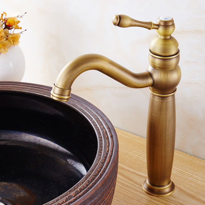 Lisslune | Round Basin Faucet Bathroom Faucet Single Lever High Arc Basin Faucet