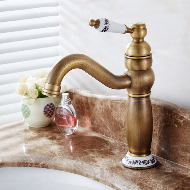 Lisslune | Round Basin Faucet Bathroom Faucet Single Lever High Arc Basin Faucet
