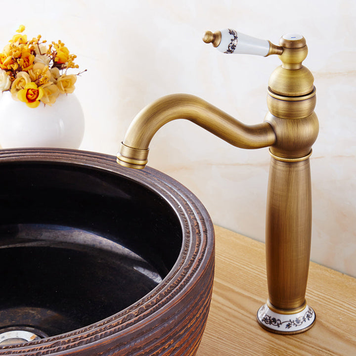 Lisslune | Round Basin Faucet Bathroom Faucet Single Lever High Arc Basin Faucet