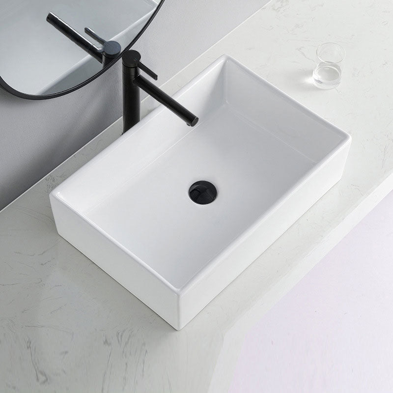 Lisslune | Contemporary Bathroom Sink Porcelain Rectangular Vessel Sink Sink Only