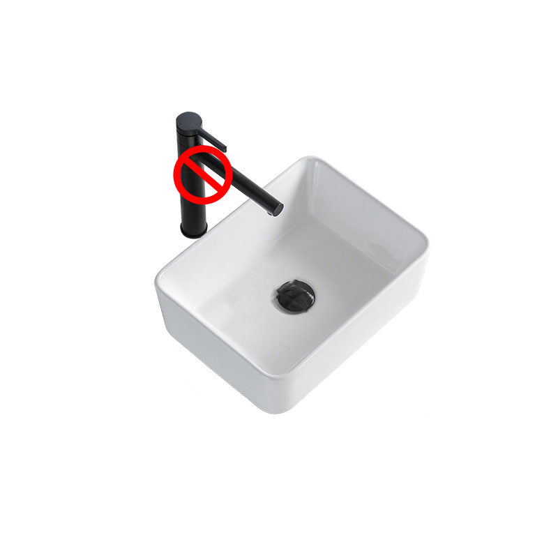 Lisslune | Contemporary Bathroom Sink Porcelain Rectangular Vessel Sink Sink Only