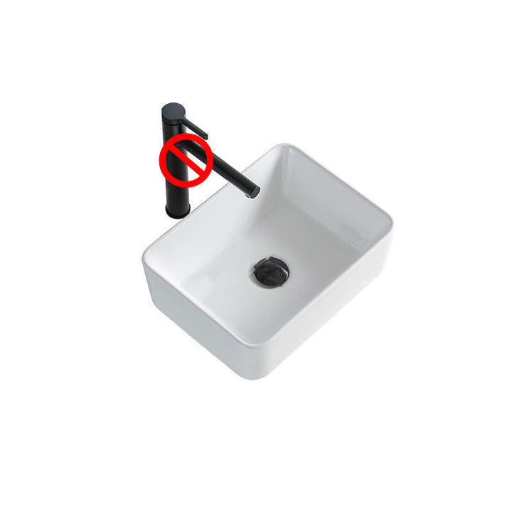 Lisslune | Contemporary Bathroom Sink Porcelain Rectangular Vessel Sink Sink Only