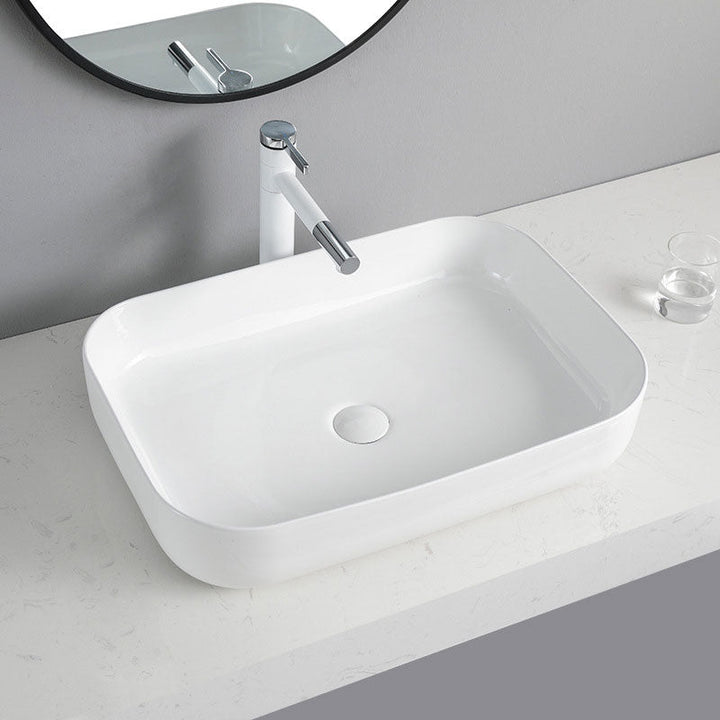 Lisslune | Contemporary Bathroom Sink Porcelain Rectangular Vessel Sink Sink Only