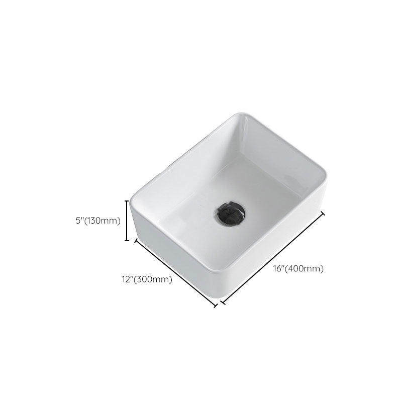 Lisslune | Contemporary Bathroom Sink Porcelain Rectangular Vessel Sink Sink Only