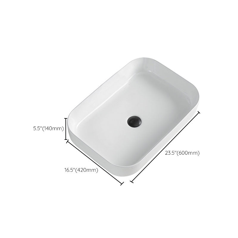 Lisslune | Contemporary Bathroom Sink Porcelain Rectangular Vessel Sink Sink Only