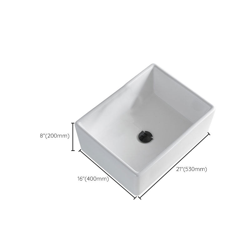 Lisslune | Contemporary Bathroom Sink Porcelain Rectangular Vessel Sink Sink Only